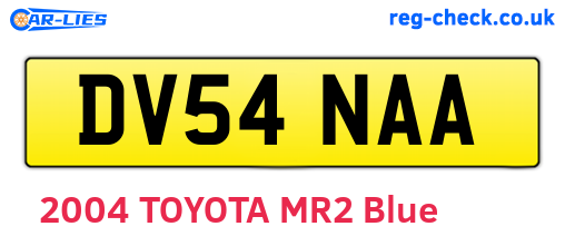 DV54NAA are the vehicle registration plates.