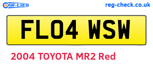FL04WSW are the vehicle registration plates.