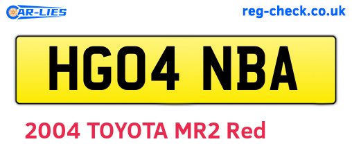 HG04NBA are the vehicle registration plates.
