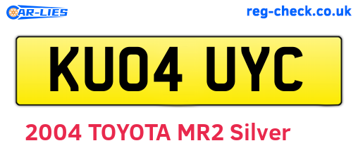 KU04UYC are the vehicle registration plates.