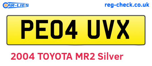 PE04UVX are the vehicle registration plates.
