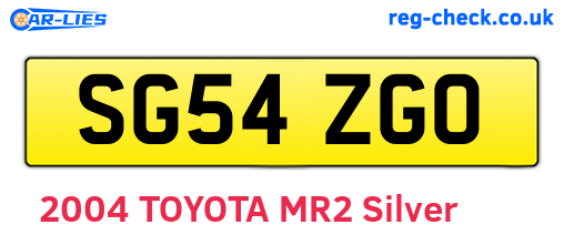 SG54ZGO are the vehicle registration plates.