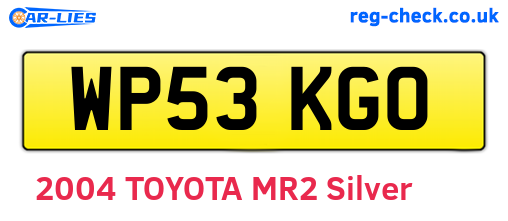 WP53KGO are the vehicle registration plates.