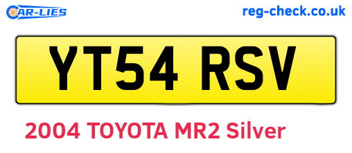 YT54RSV are the vehicle registration plates.
