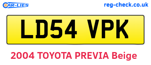 LD54VPK are the vehicle registration plates.