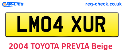 LM04XUR are the vehicle registration plates.