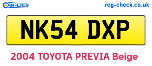 NK54DXP are the vehicle registration plates.