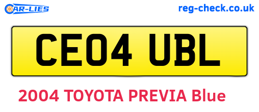 CE04UBL are the vehicle registration plates.