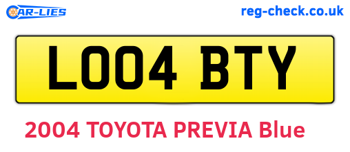 LO04BTY are the vehicle registration plates.