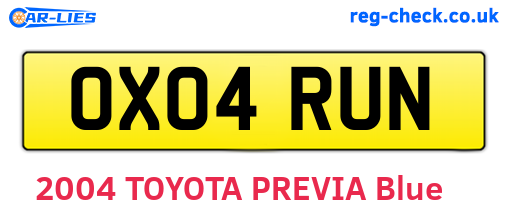 OX04RUN are the vehicle registration plates.
