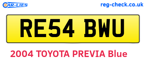 RE54BWU are the vehicle registration plates.