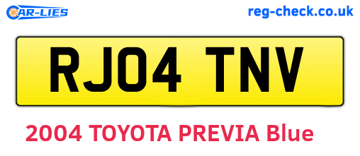 RJ04TNV are the vehicle registration plates.