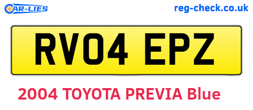 RV04EPZ are the vehicle registration plates.