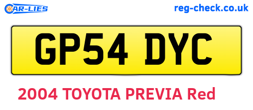 GP54DYC are the vehicle registration plates.