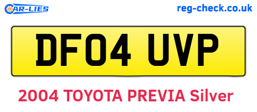 DF04UVP are the vehicle registration plates.