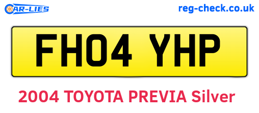 FH04YHP are the vehicle registration plates.