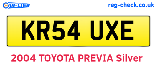 KR54UXE are the vehicle registration plates.