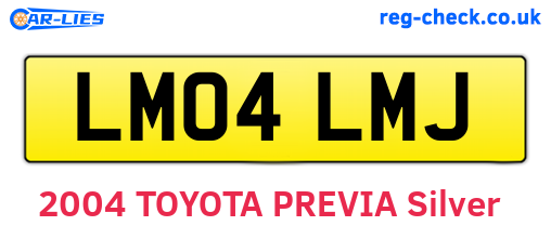 LM04LMJ are the vehicle registration plates.