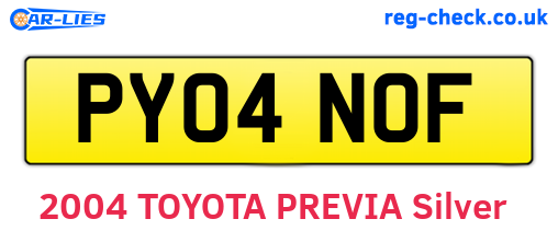 PY04NOF are the vehicle registration plates.