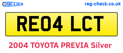 RE04LCT are the vehicle registration plates.