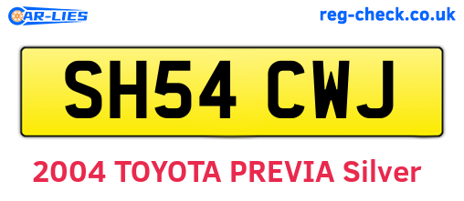 SH54CWJ are the vehicle registration plates.