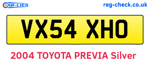 VX54XHO are the vehicle registration plates.
