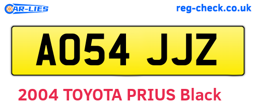 AO54JJZ are the vehicle registration plates.