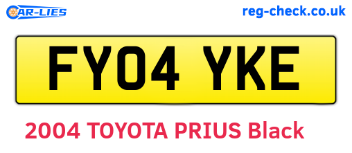 FY04YKE are the vehicle registration plates.
