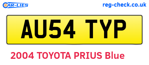 AU54TYP are the vehicle registration plates.