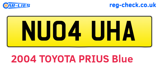 NU04UHA are the vehicle registration plates.