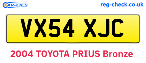 VX54XJC are the vehicle registration plates.