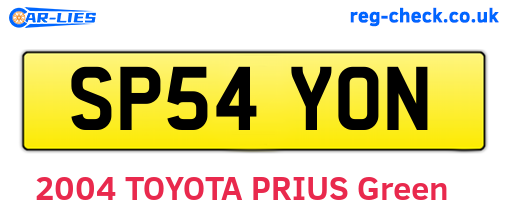 SP54YON are the vehicle registration plates.