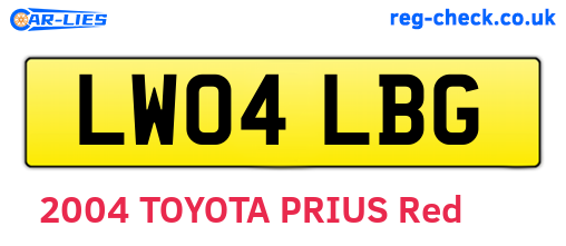 LW04LBG are the vehicle registration plates.