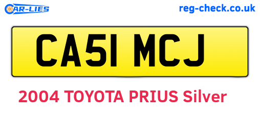 CA51MCJ are the vehicle registration plates.