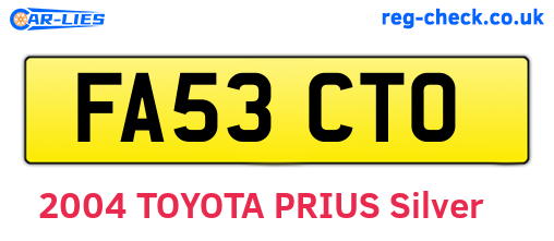 FA53CTO are the vehicle registration plates.