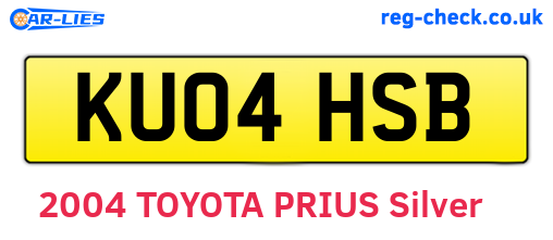 KU04HSB are the vehicle registration plates.
