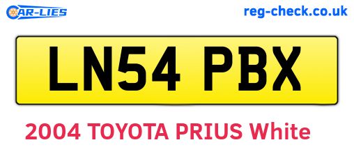 LN54PBX are the vehicle registration plates.