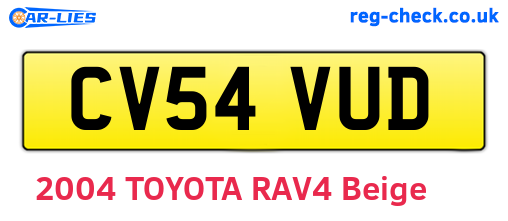 CV54VUD are the vehicle registration plates.