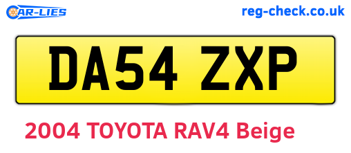DA54ZXP are the vehicle registration plates.