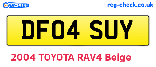 DF04SUY are the vehicle registration plates.