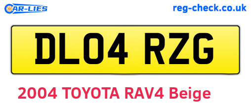 DL04RZG are the vehicle registration plates.