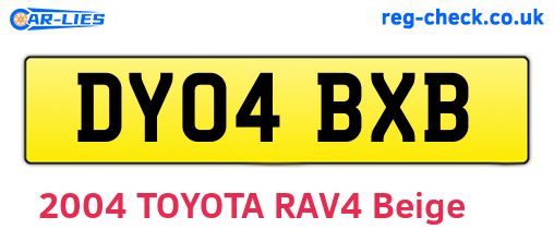 DY04BXB are the vehicle registration plates.