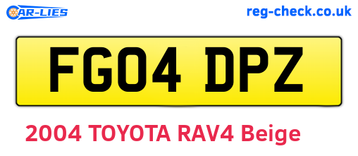 FG04DPZ are the vehicle registration plates.