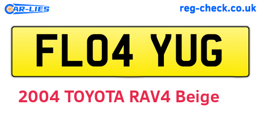 FL04YUG are the vehicle registration plates.