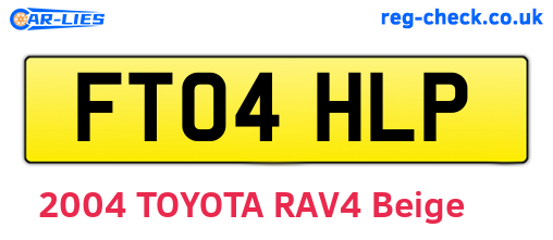 FT04HLP are the vehicle registration plates.