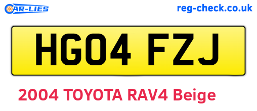 HG04FZJ are the vehicle registration plates.
