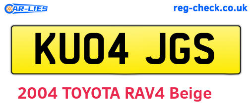 KU04JGS are the vehicle registration plates.