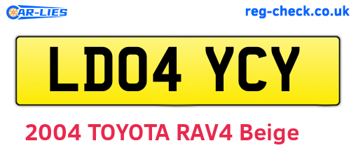 LD04YCY are the vehicle registration plates.