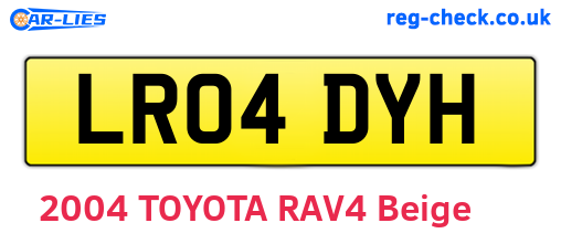 LR04DYH are the vehicle registration plates.