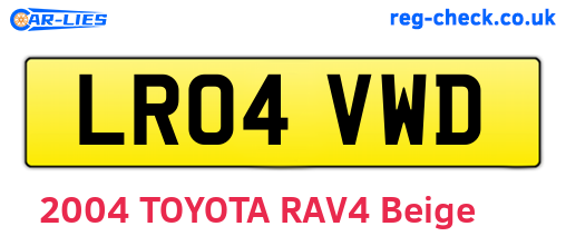LR04VWD are the vehicle registration plates.